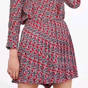 Zara Novelty Print Zebra Skort Red 24/XS